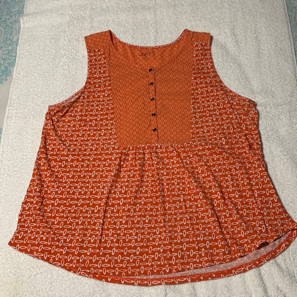 Ann Taylor Loft Sleeveless Top, Size LP, Orange/White